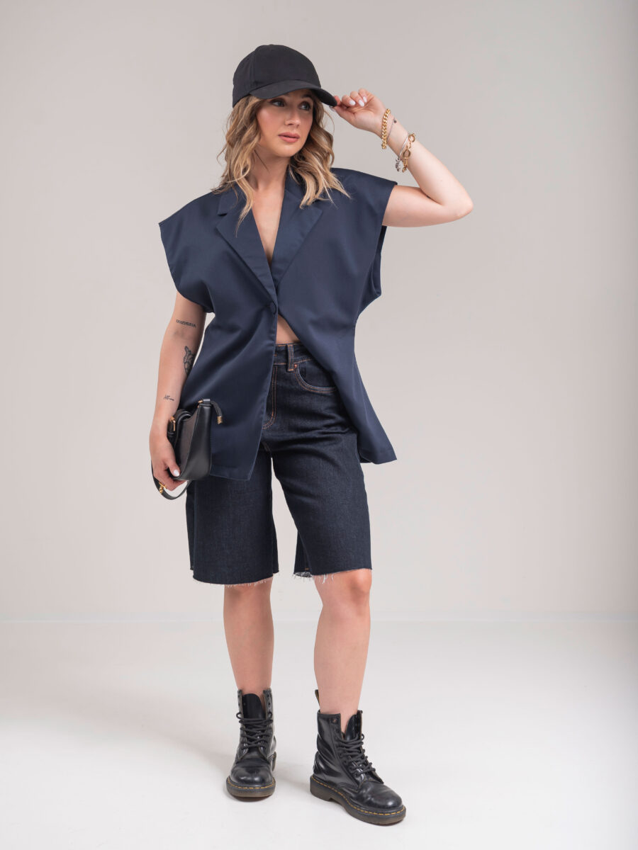 Spalline Imbottite Giacca Smanicata Jeans Giacca Gilet Eira